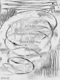 a black and white drawing with the words atma